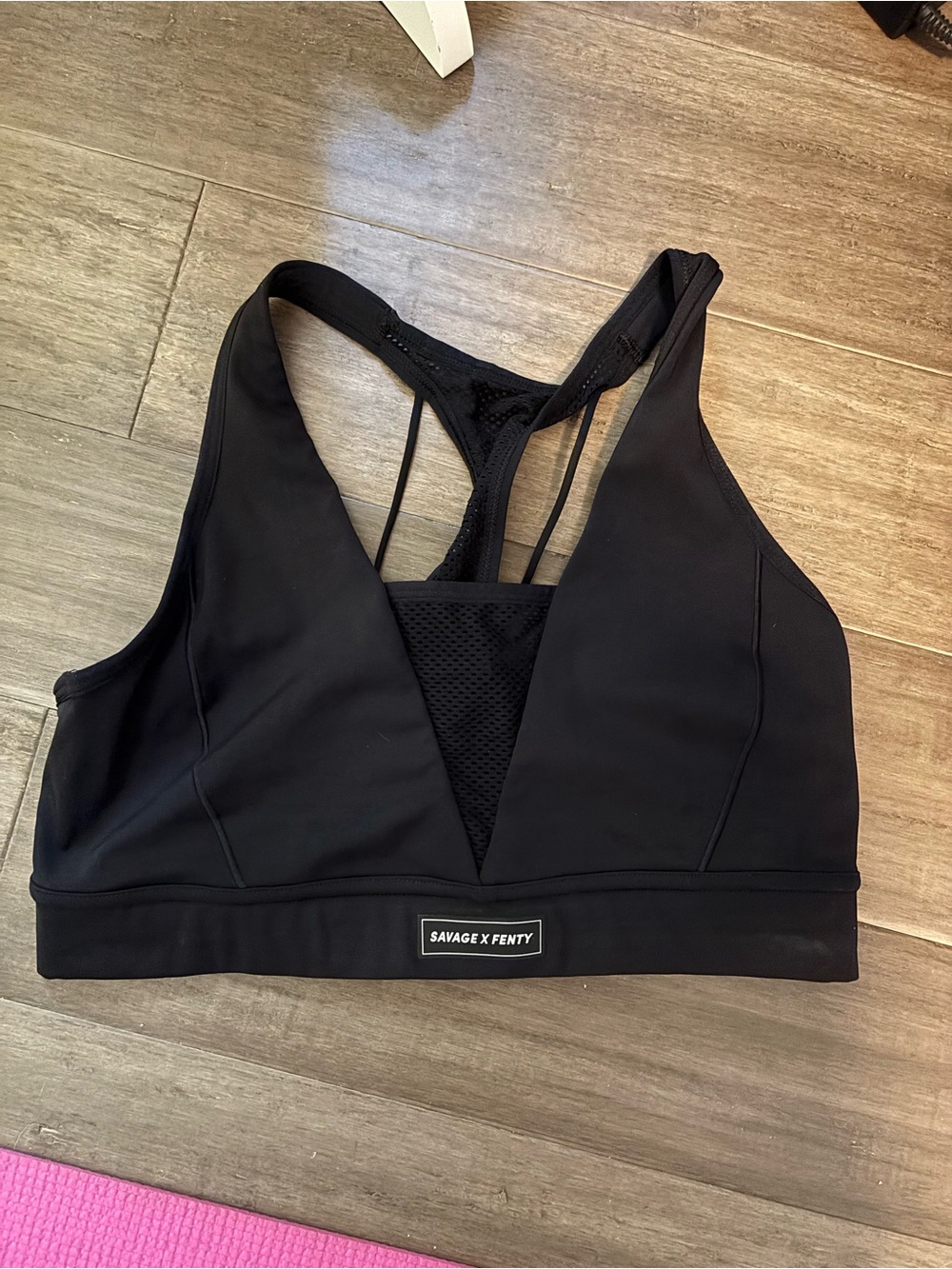 Savage X Fenty Black Deep-V Racerback Sports Bralette